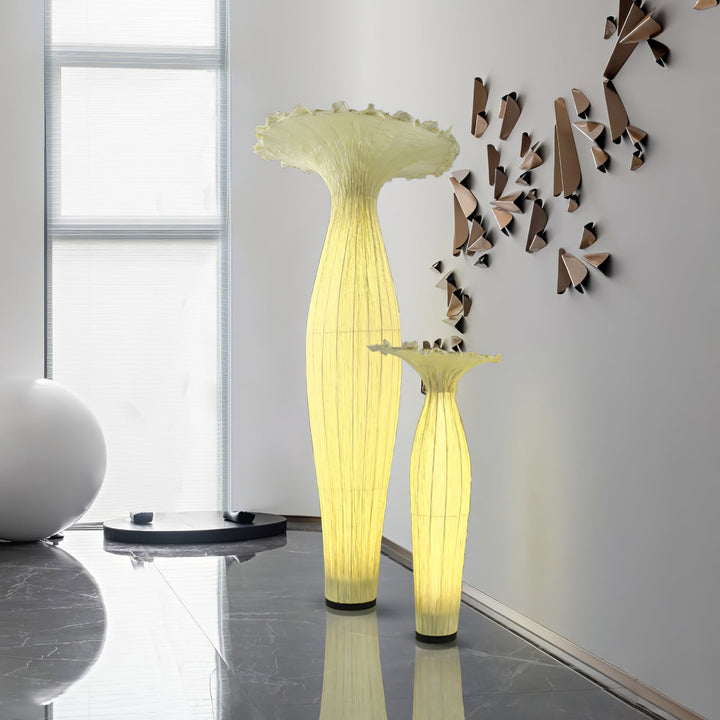 Lampa Podłogowa z Tkaniny w Kształcie Wazonu