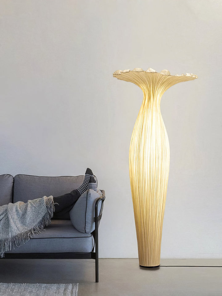 Lampa Podłogowa z Tkaniny w Kształcie Wazonu
