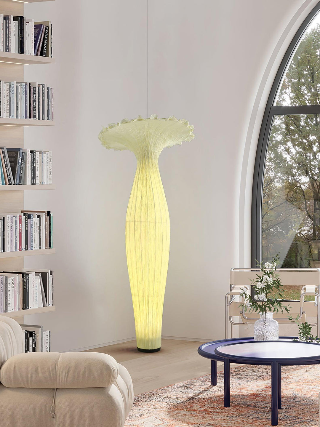 Lampa Podłogowa z Tkaniny w Kształcie Wazonu
