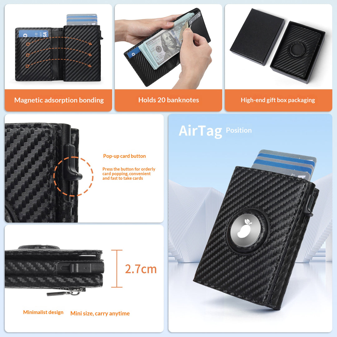 Vaultric - Slim Pop-Up Wallet z kieszenią na AirTag