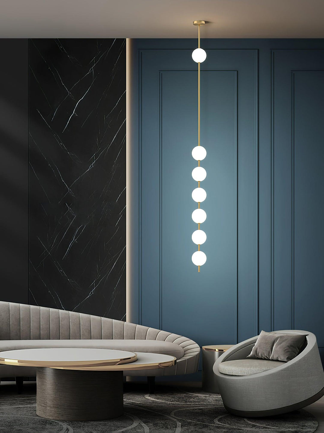 Lampa Wisząca z Pionowymi Kulami