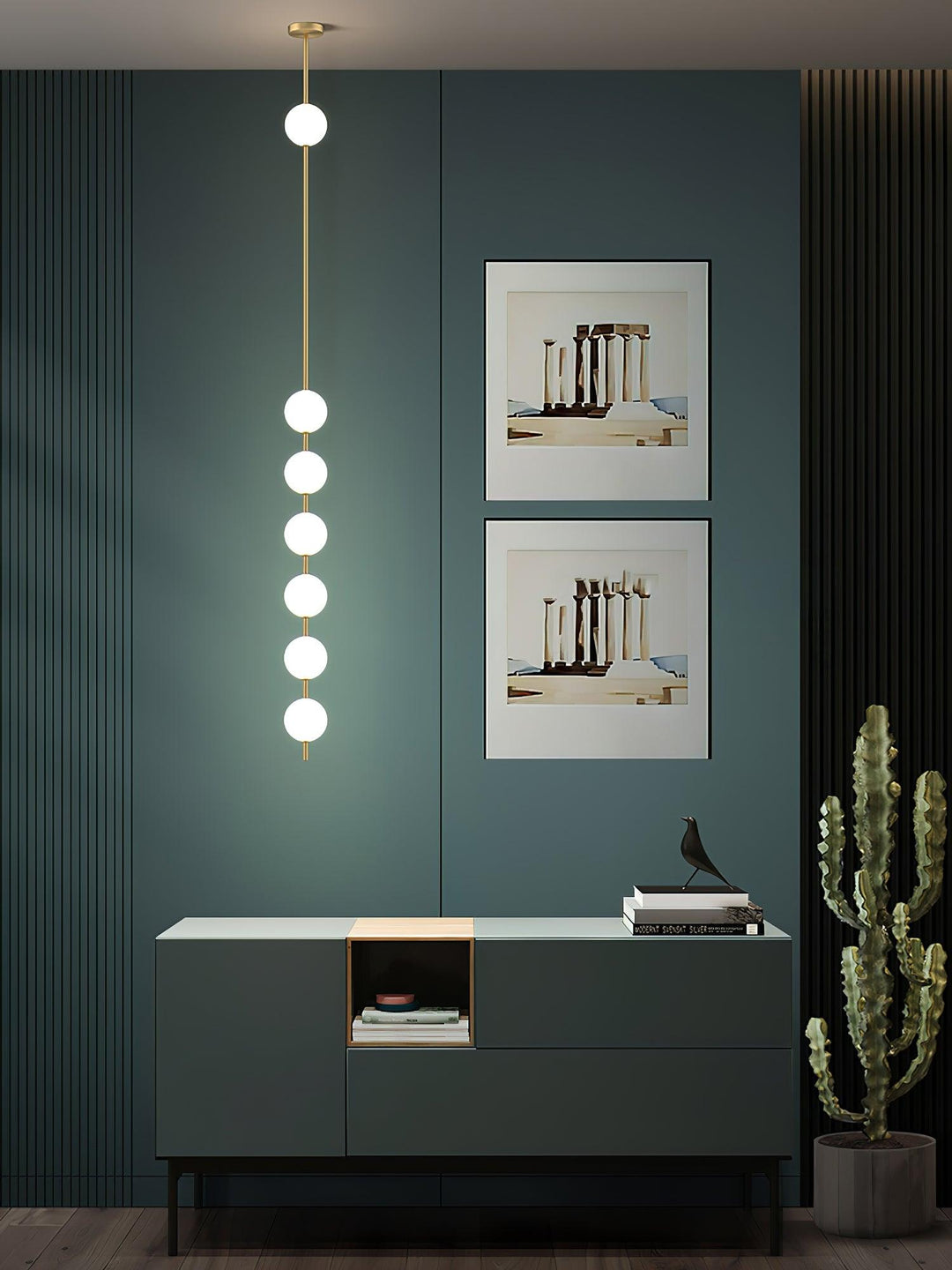 Lampa Wisząca z Pionowymi Kulami