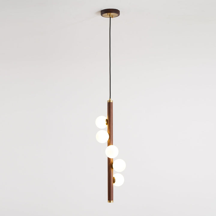 Pionowa Lampa Wisząca z Drewna Orb