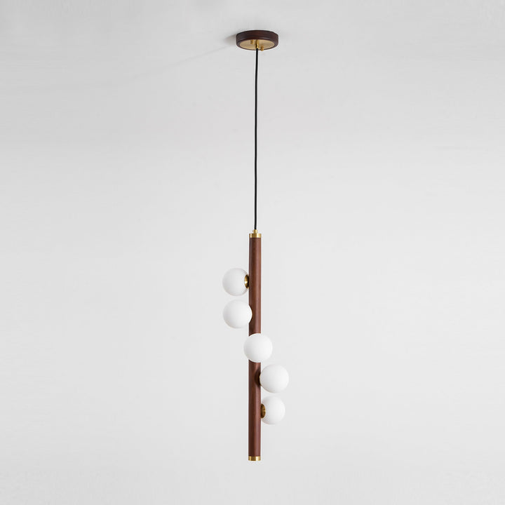 Pionowa Lampa Wisząca z Drewna Orb
