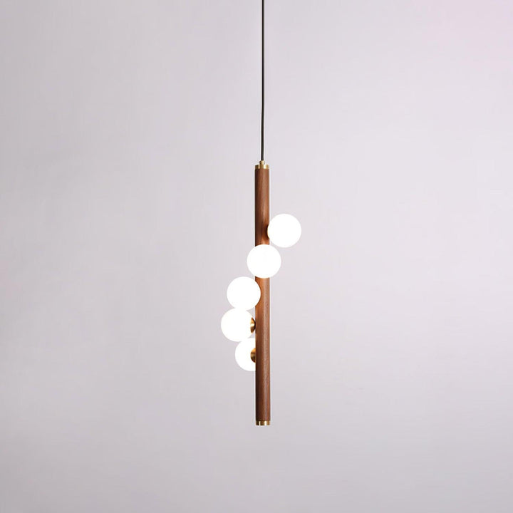 Pionowa Lampa Wisząca z Drewna Orb