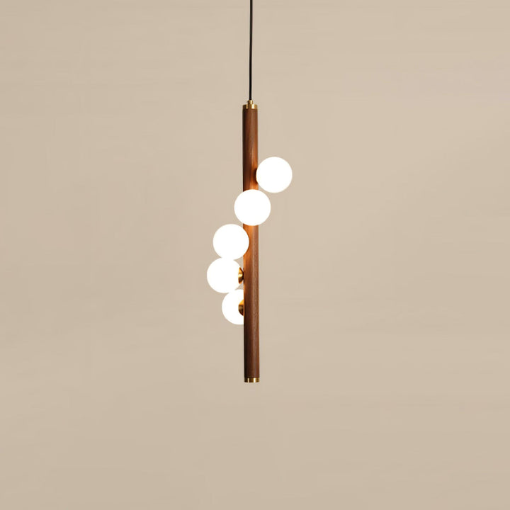 Pionowa Lampa Wisząca z Drewna Orb