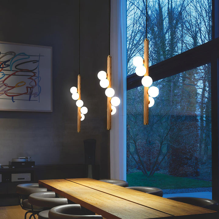 Pionowa Lampa Wisząca z Drewna Orb