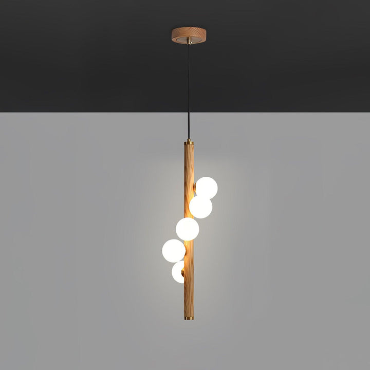 Pionowa Lampa Wisząca z Drewna Orb