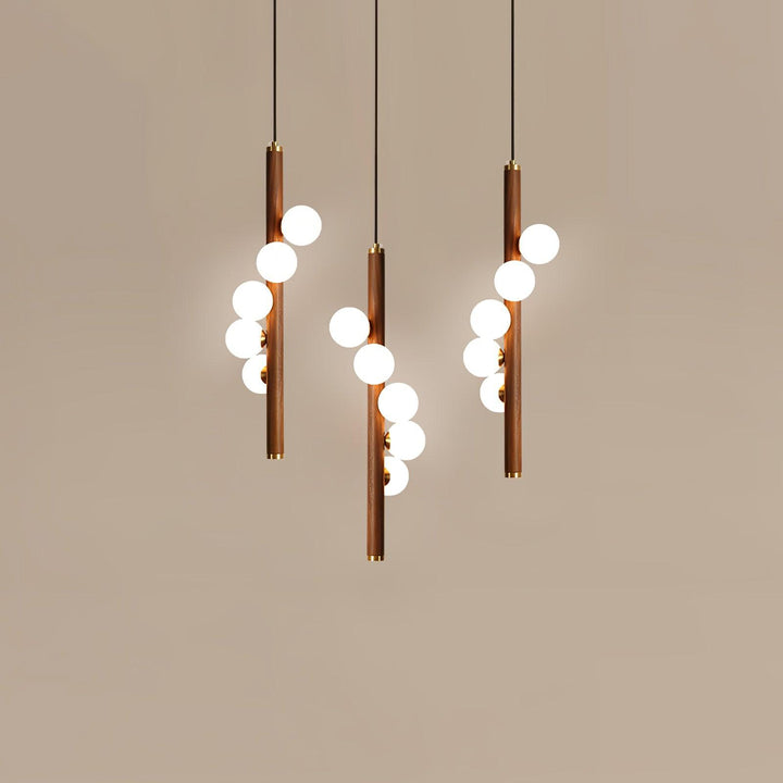 Pionowa Lampa Wisząca z Drewna Orb