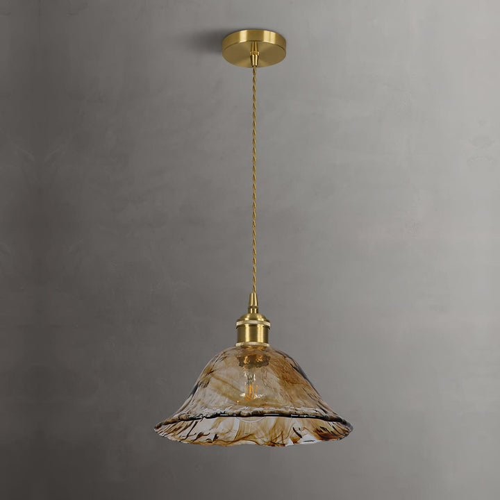 Vintage Brązowa Lampa Wisząca ze Szkła