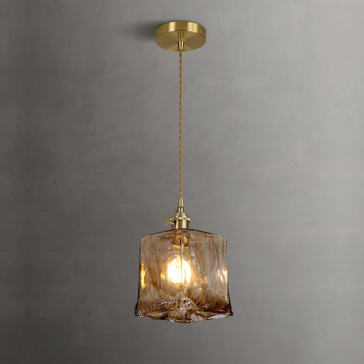 Vintage Brązowa Lampa Wisząca ze Szkła