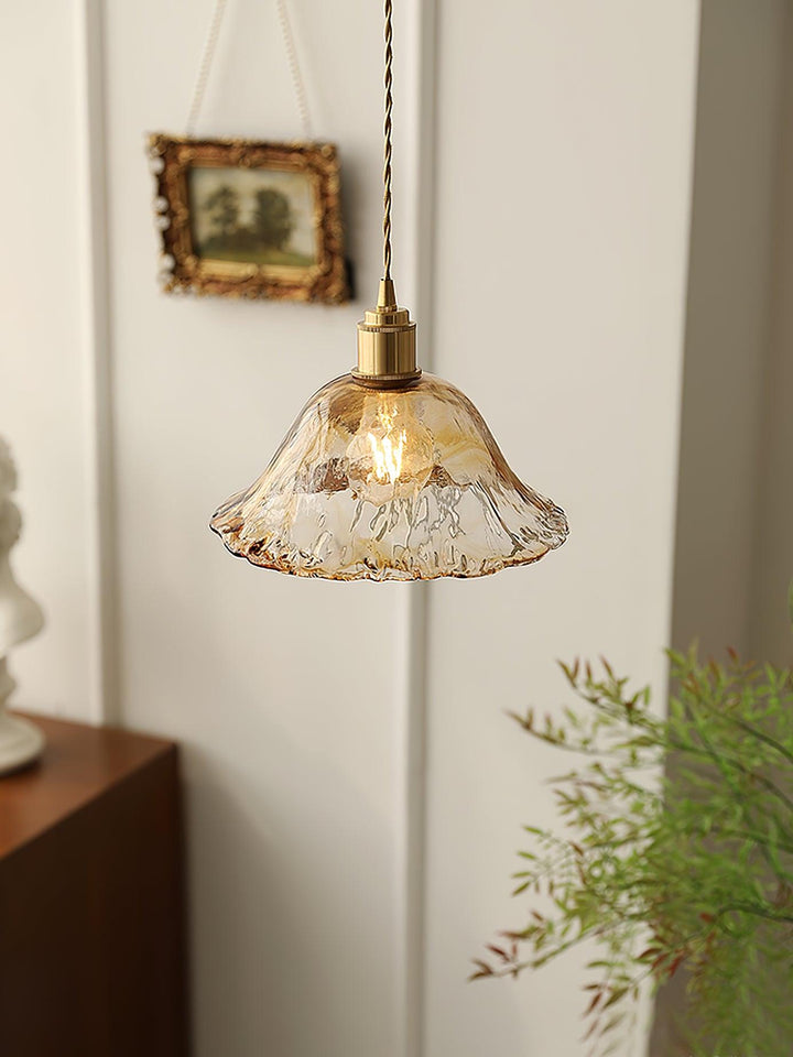 Vintage Brązowa Lampa Wisząca ze Szkła