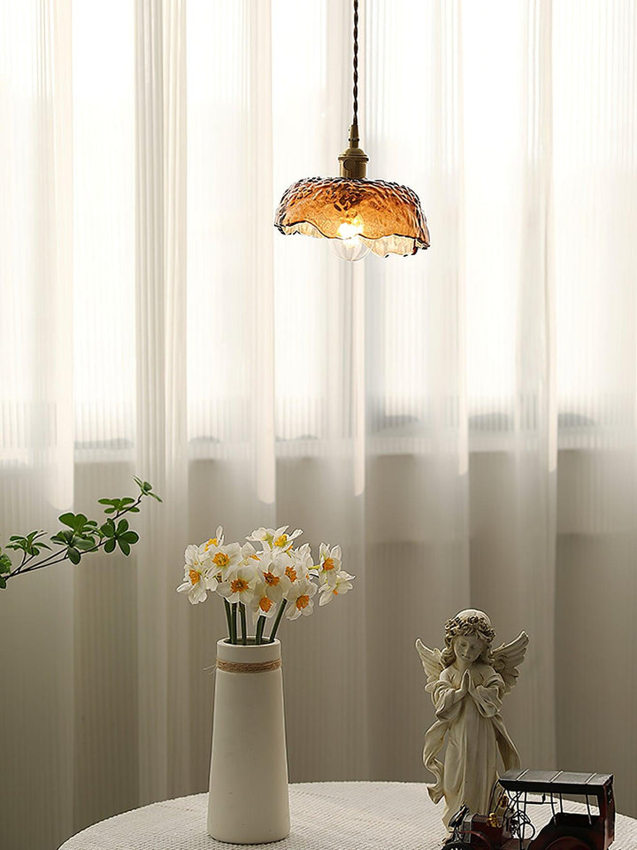Vintage Brązowa Lampa Wisząca ze Szkła