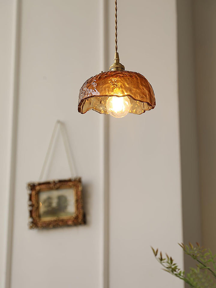 Vintage Brązowa Lampa Wisząca ze Szkła