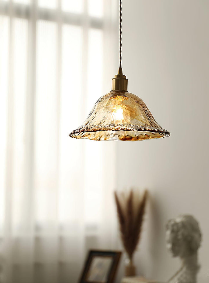 Vintage Brązowa Lampa Wisząca ze Szkła