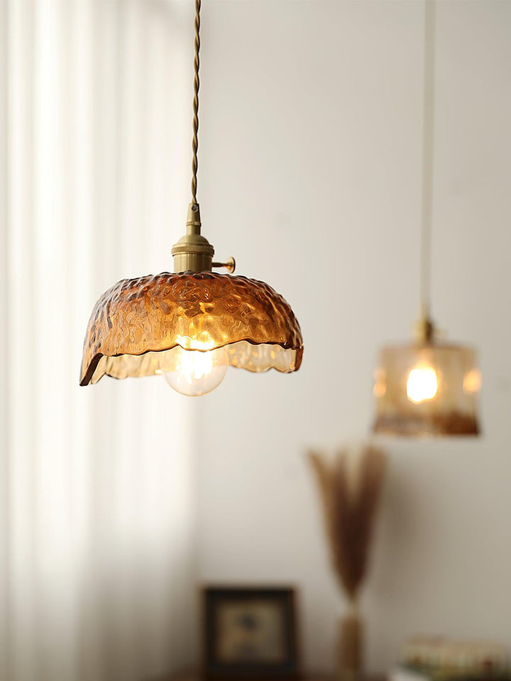 Vintage Brązowa Lampa Wisząca ze Szkła
