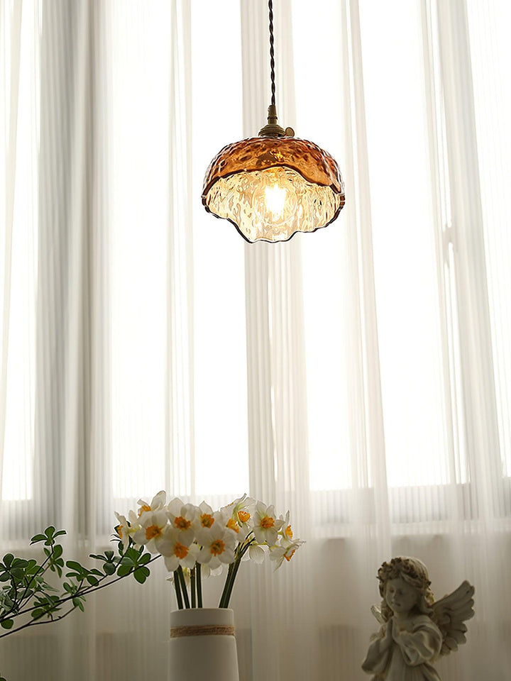 Vintage Brązowa Lampa Wisząca ze Szkła
