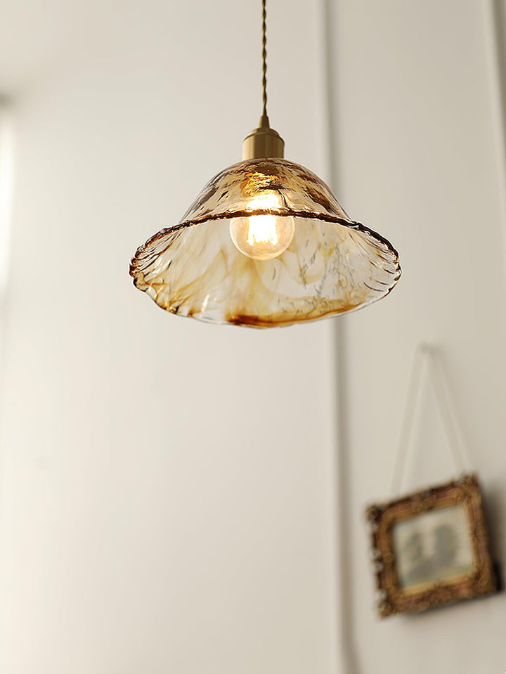 Vintage Brązowa Lampa Wisząca ze Szkła