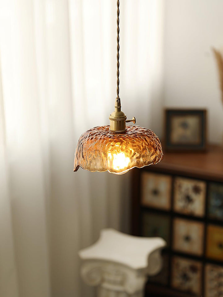 Vintage Brązowa Lampa Wisząca ze Szkła
