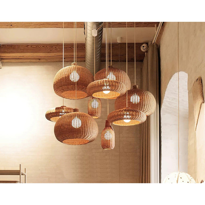 Lampa Wisząca Vintage z Rattanu