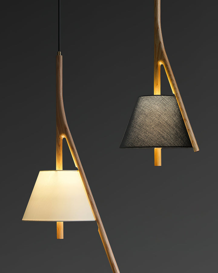 Lampa wisząca Nanzhi z drewna