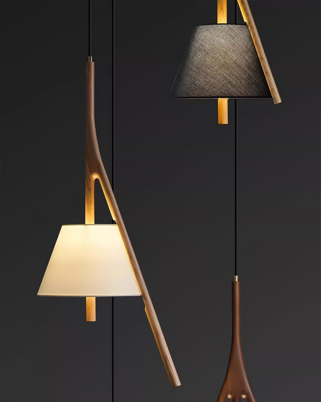 Lampa wisząca Nanzhi z drewna