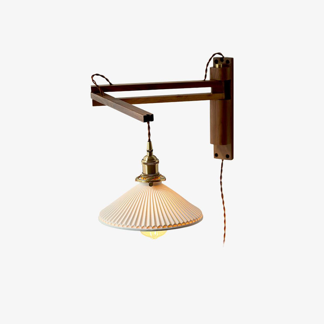 Lampa Ścienna z Ruchomym Ramieniem z Orzecha