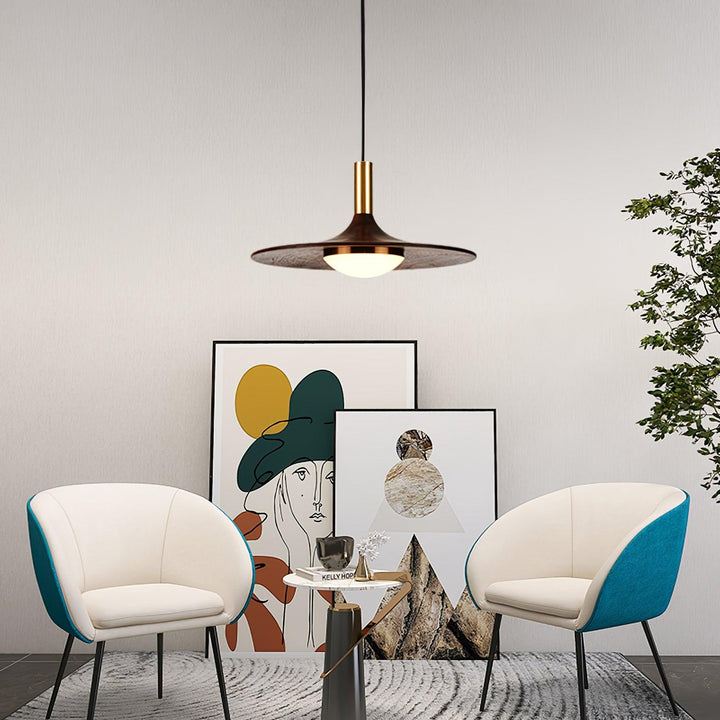Lampa wisząca z orzechowego drewna