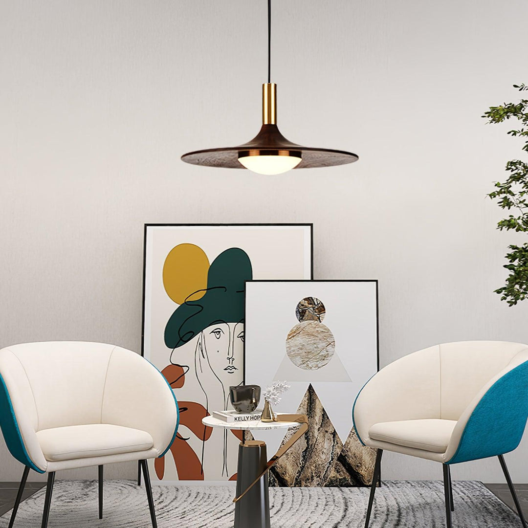 Lampa wisząca z orzechowego drewna