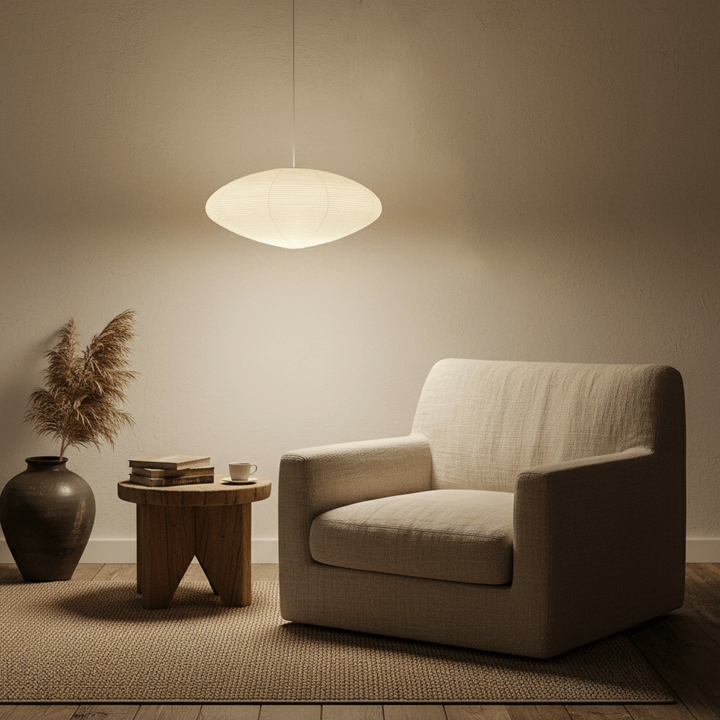Lampa z papieru washi 15A, z przewodem zawieszanym na haku