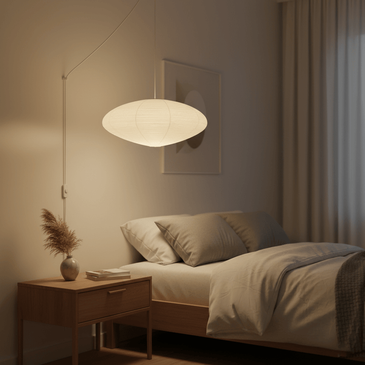 Lampa z papieru washi 15A, z przewodem zawieszanym na haku