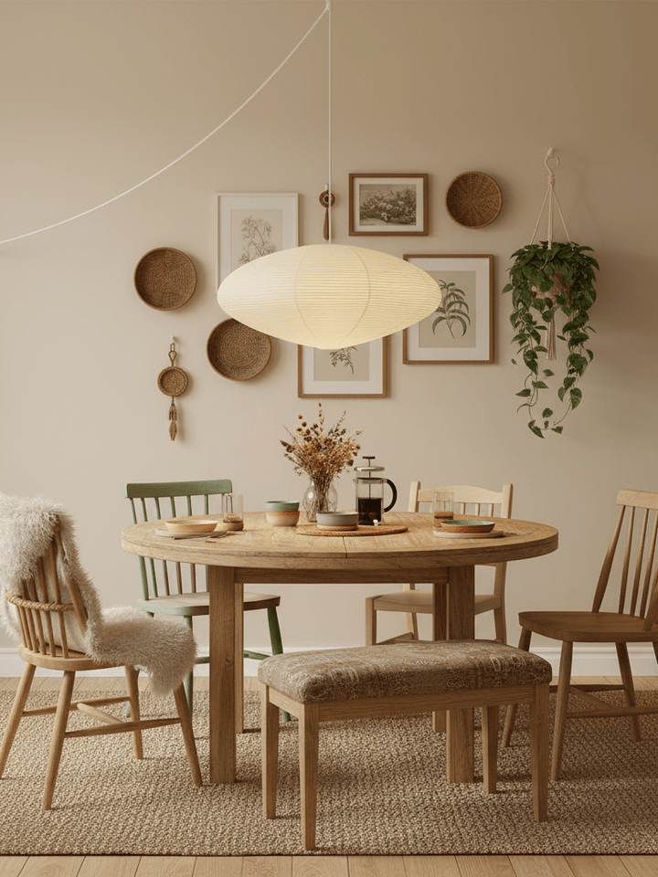 Lampa z papieru washi 15A, z przewodem zawieszanym na haku