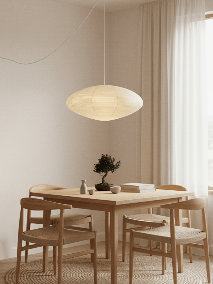 Lampa z papieru washi 15A, z przewodem zawieszanym na haku