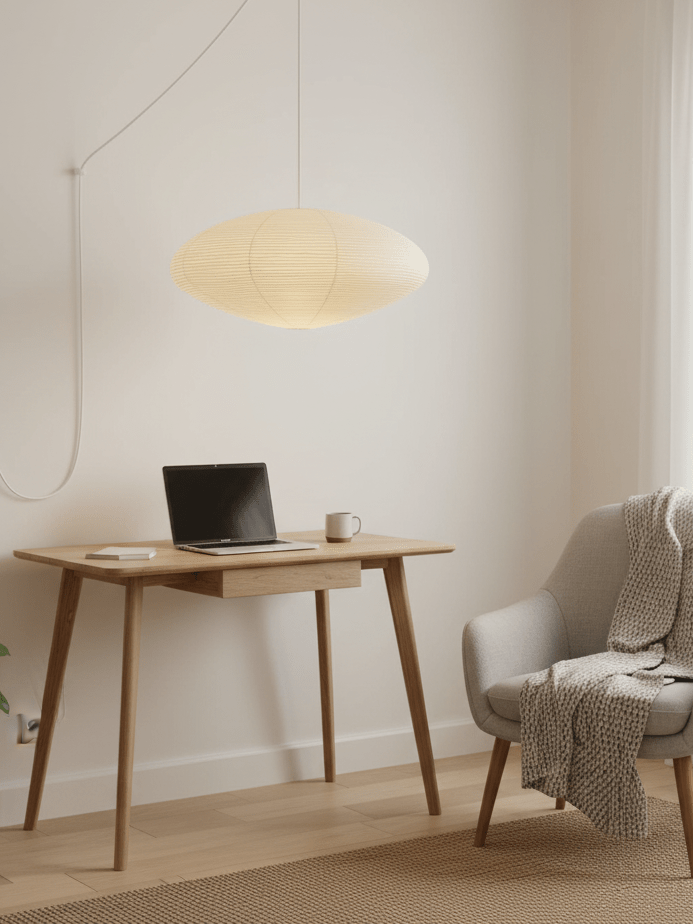 Lampa z papieru washi 15A, z przewodem zawieszanym na haku