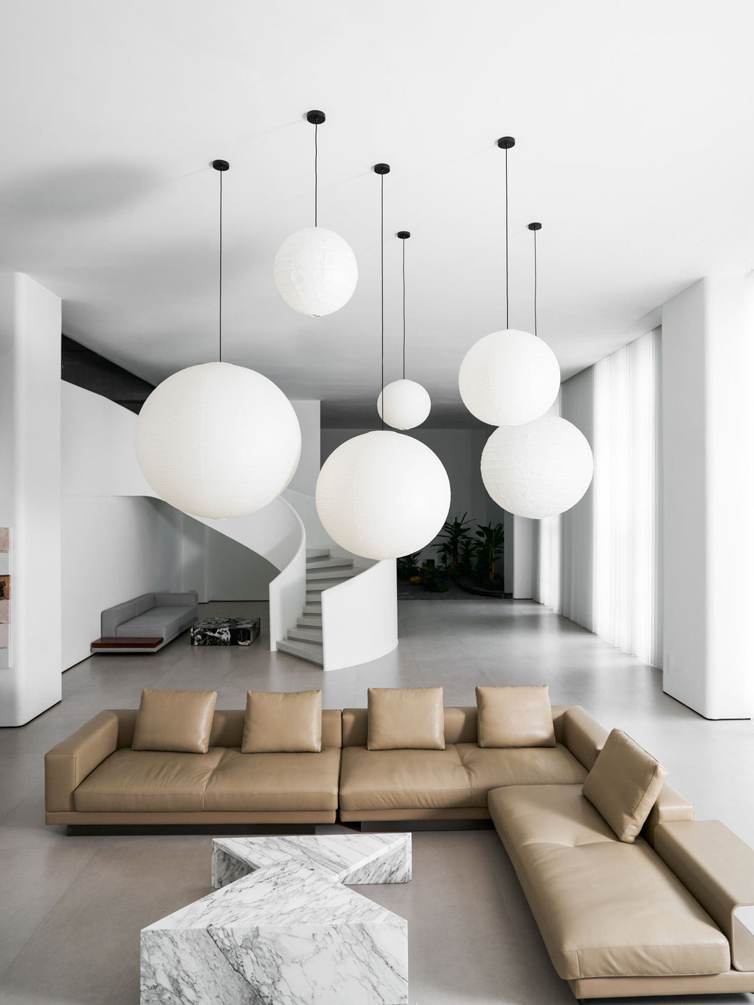 Lampa wisząca z papieru Washi - seria okrągła