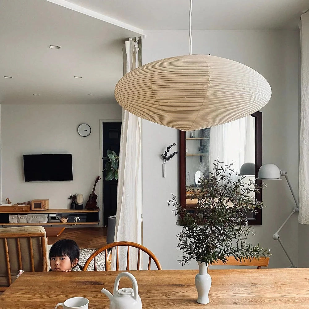 Lampa z papieru washi 15A, z przewodem zawieszanym na haku