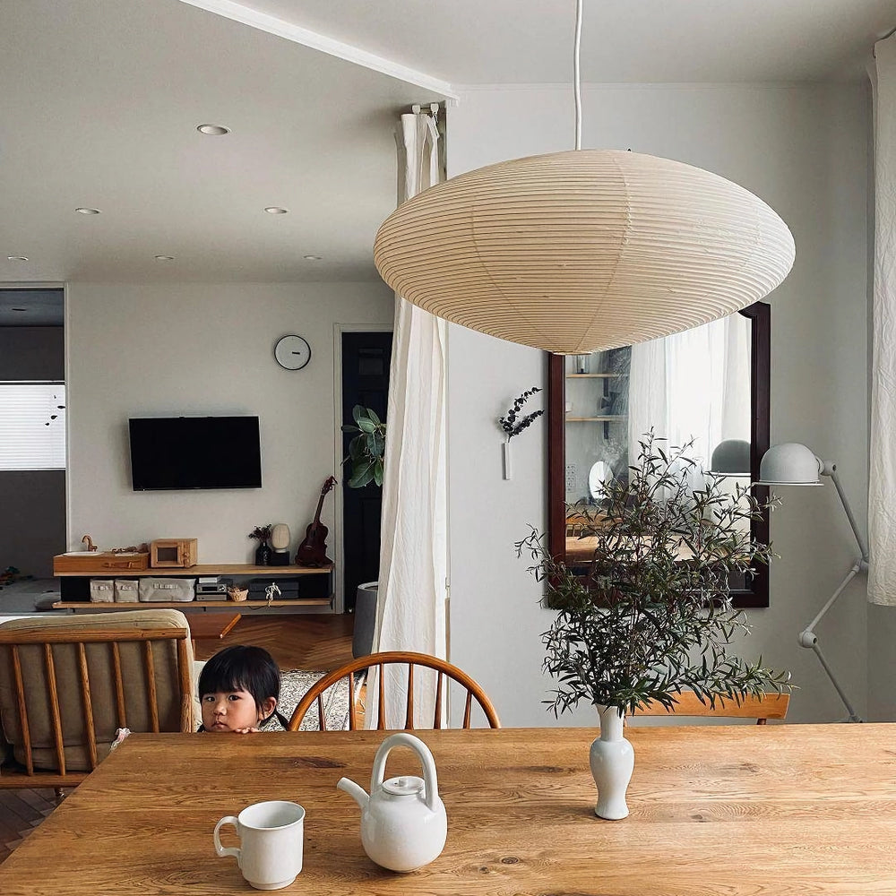 Lampa z papieru washi 15A, z przewodem zawieszanym na haku