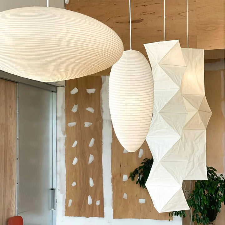Lampa z papieru washi 15A, z przewodem zawieszanym na haku
