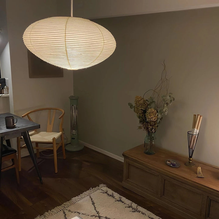 Lampa z papieru washi 15A, z przewodem zawieszanym na haku