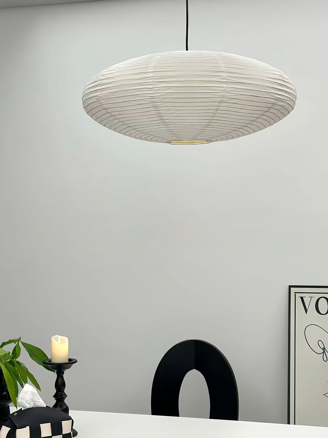Lampa z papieru washi 15A, z przewodem zawieszanym na haku