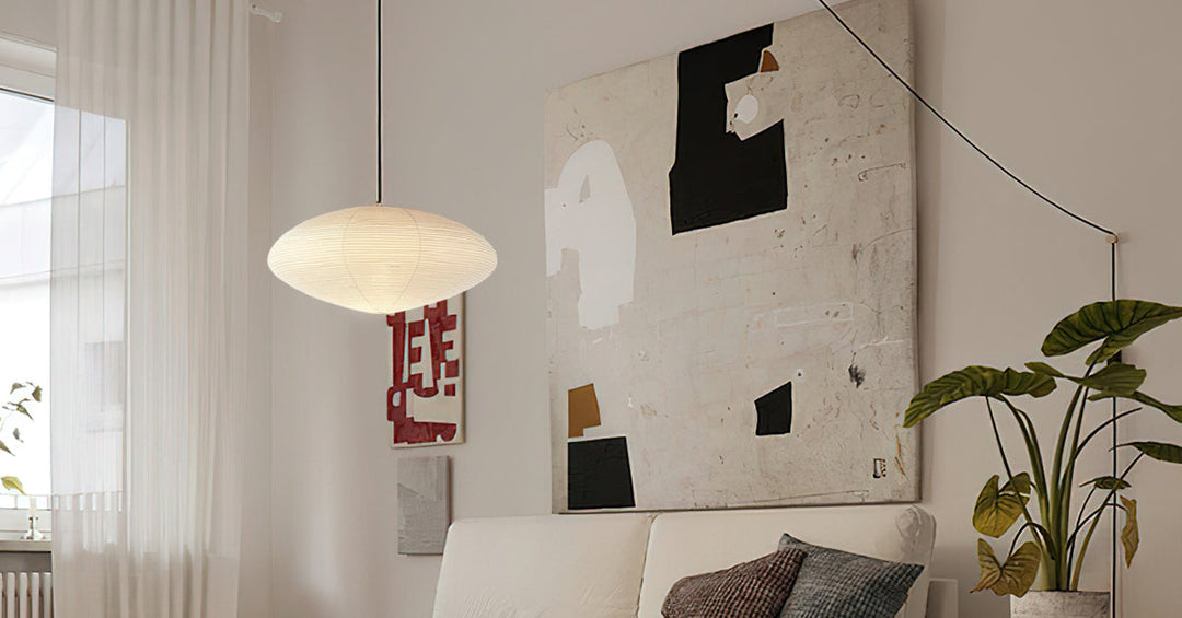 Lampa z papieru washi 15A, z przewodem zawieszanym na haku