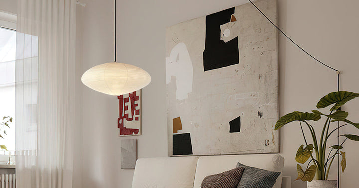 Lampa z papieru washi 15A, z przewodem zawieszanym na haku