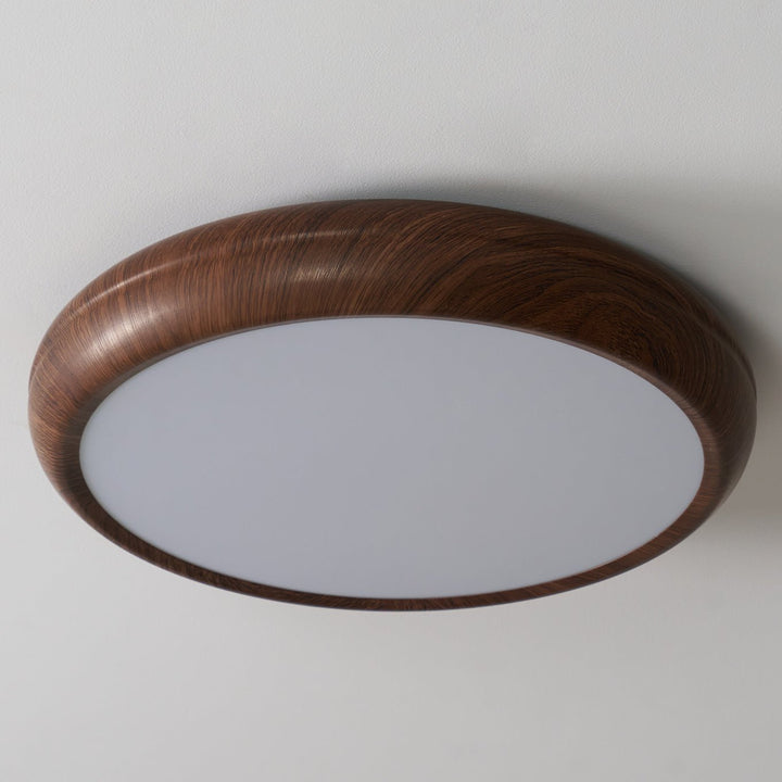 Lampa sufitowa okrągła z drewnianym wykończeniem