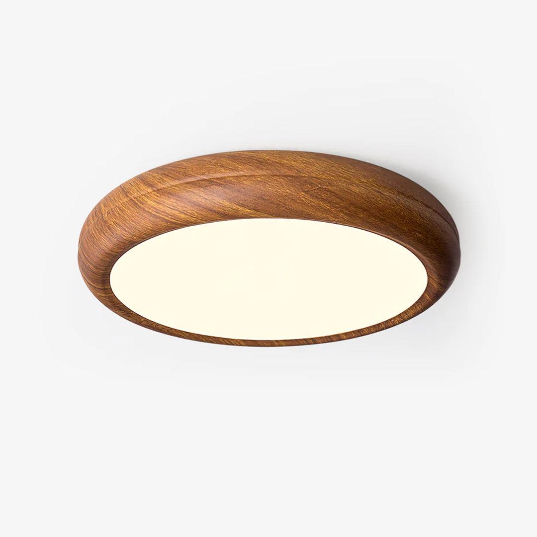 Lampa sufitowa okrągła z drewnianym wykończeniem