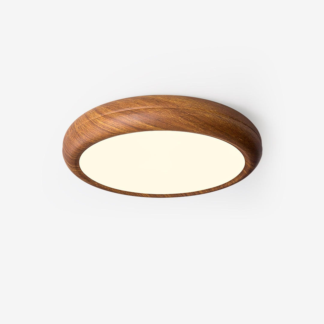 Lampa sufitowa okrągła z drewnianym wykończeniem