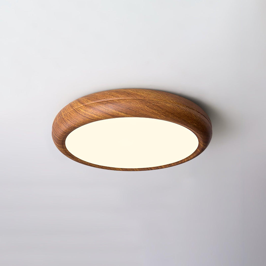 Lampa sufitowa okrągła z drewnianym wykończeniem