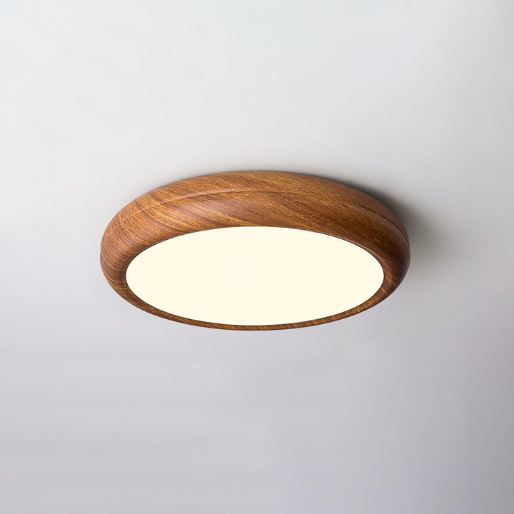 Lampa sufitowa okrągła z drewnianym wykończeniem