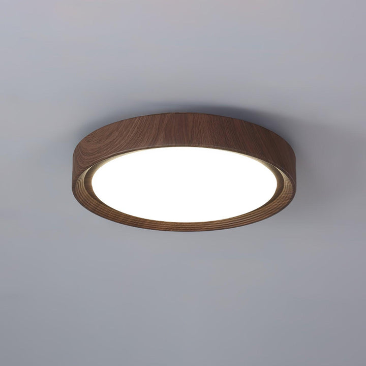 Lampa sufitowa okrągła z drewnianym wykończeniem
