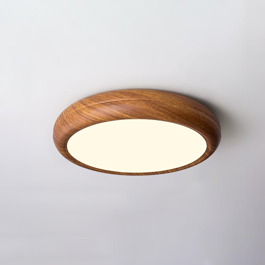 Lampa sufitowa okrągła z drewnianym wykończeniem