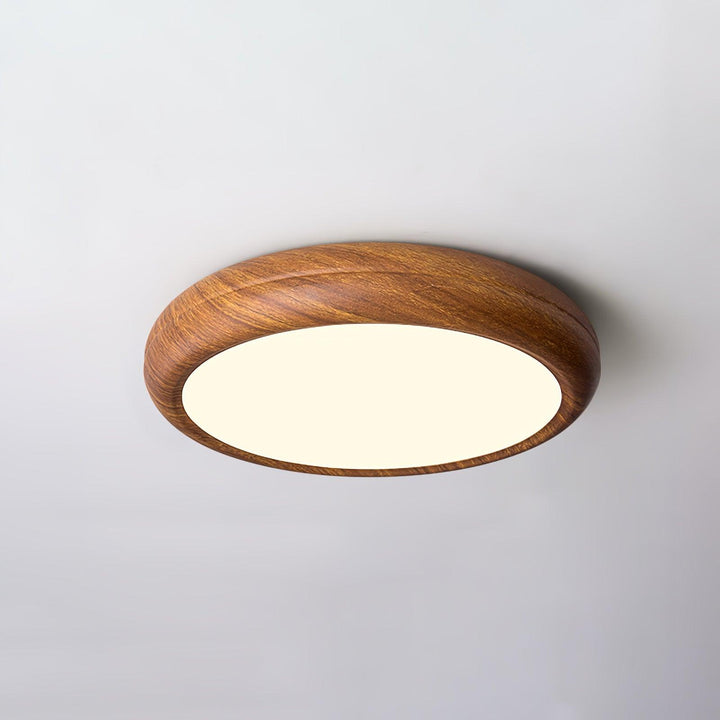 Lampa sufitowa okrągła z drewnianym wykończeniem
